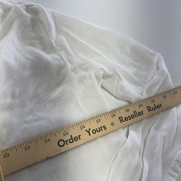Vince Shirt Womens 10 White Semi Sheer V-Neck Popover Long Sleeve Cuff Blouse - Picture 8 of 8